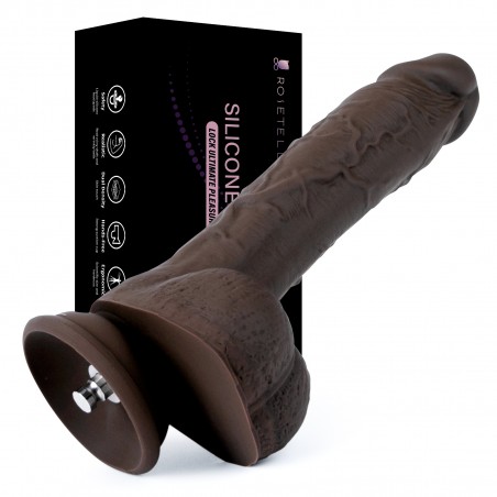 Rosetell Dual Density Realistic Dildo 9 Inch with QuiLock System (Brown)